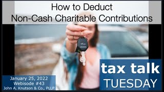 Tax Talk Tuesday: How to Deduct Non Cash Charitable Contributions
