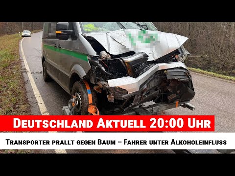 Germany News 8:00 PM | Van crashes into tree – driver under the influence of alcohol