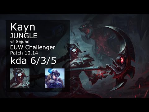 Kayn Jungle vs Sejuani - EUW Challenger 6/3/5 Patch 10.14 Gameplay