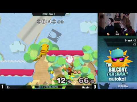 Melee @ the Balcony 91 - Losers Finals ft. Eri (Pikachu) VS Rabbit (Fox)