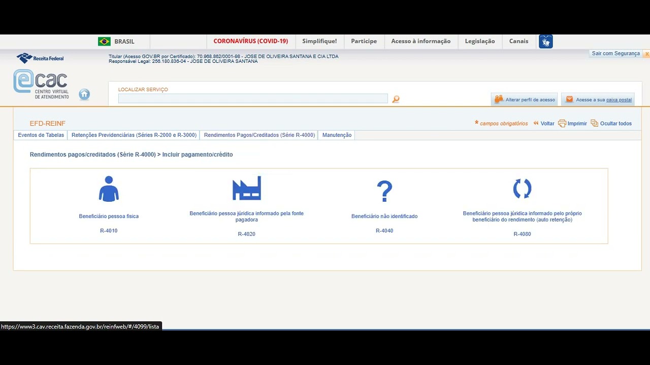 REINF R-4000 NA PRÁTICA