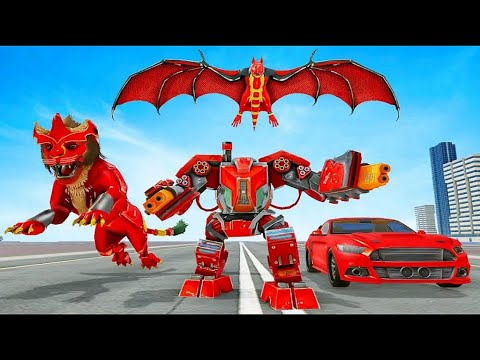 Lion Robot Car Game 2021 - Flying Bat Robot Game - Android Gameplay