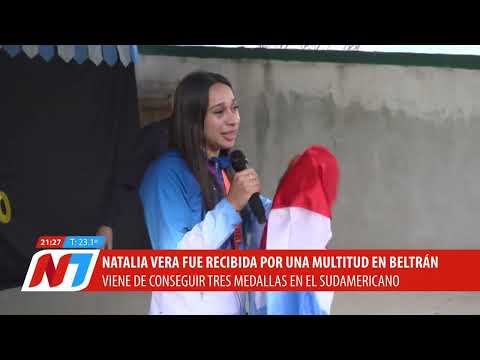 Emotivo recibimiento a Natalia Vera en Beltrán tras ganar tres medallas en los Juegos Suramericanos