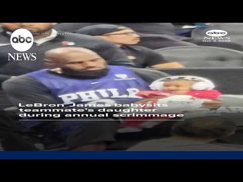 LeBron James babysits teammate's daughter during annual scrimmage