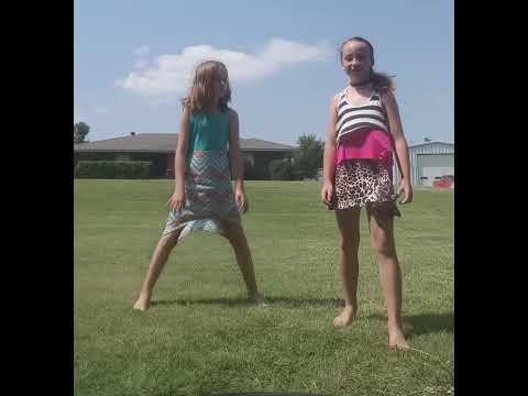 Gymnast girls gymnastics + stretching in the front yard 4K