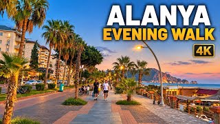 🇹🇷ALANYA SUNSET TO NIGHT | Kleopatra Beach, Artisan Market & Cable Car | 4K Walk