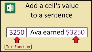 How to add a cell value to a sentence in Excel