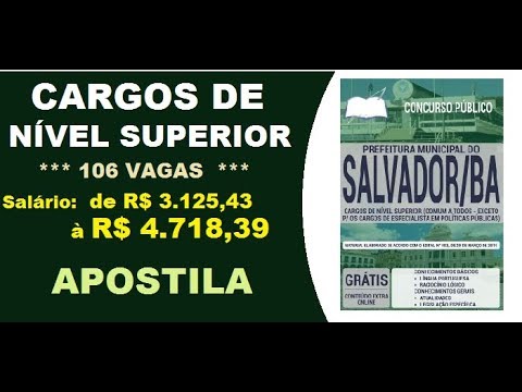 Edital Apostila Concurso Prefeitura de Salvador BA 2019 Cargos de Nível Superior