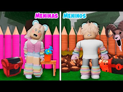 MENINAS vs MENINOS no 99 NOITES PRA SOBREVIVER NA FLORESTA - ROBLOX