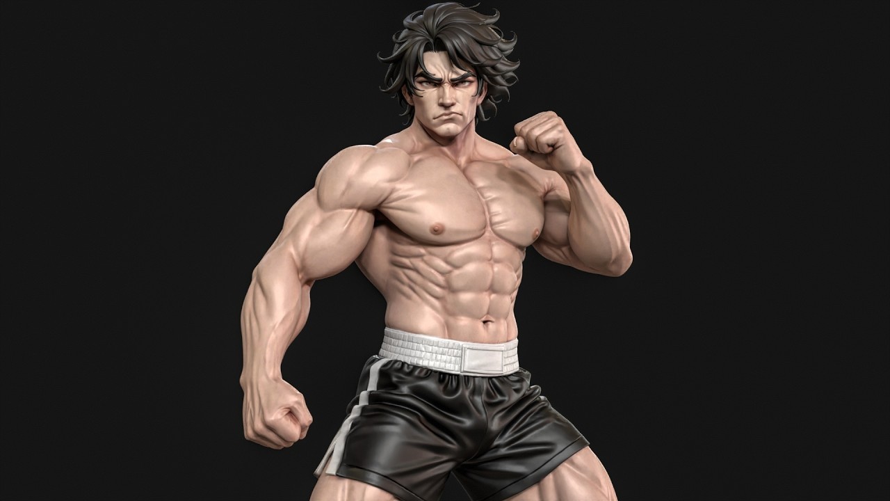 Muscular Fighter 3D Print Ready 3D Print Model