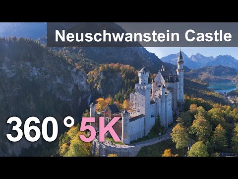 Neuschwanstein castle,germany. aerial 360 video in 5k i full documentary