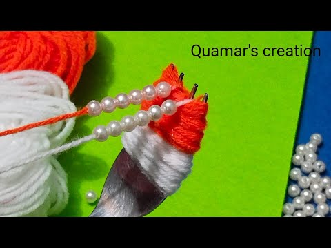 Amazing Woolen Craft Idea Using Fork | Hand Embroidery Woolen Flower Making Trick