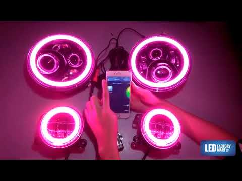 LED Factory Mart RGB Headlight + Fog Light Kit Combo For 2007-2018 Jeep Wrangler