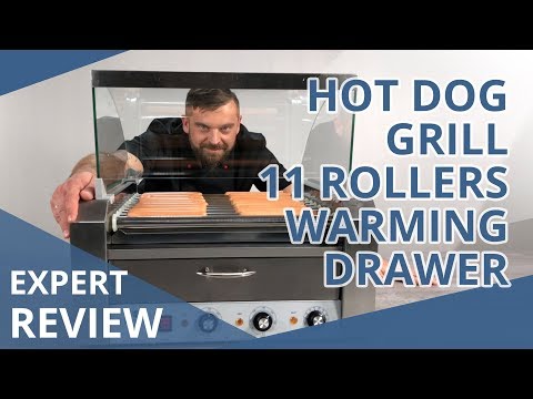 video - Hot-dog -grilli - 11 rullaa - lämpölokero - ruostumaton teräs