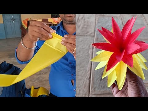 Paper cutting Skills || Waste Paper to Beautiful Flower || ismart Diganth
