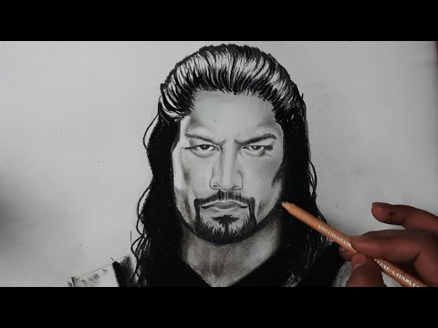How to draw Roman Reigns step by step with Charcoal - YouTube