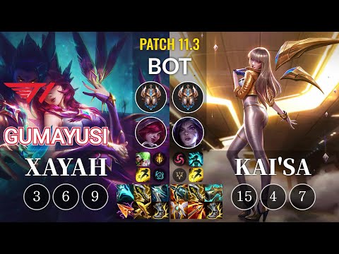 T1 Gumayusi Xayah vs Kai'Sa Bot - KR Patch 11.3