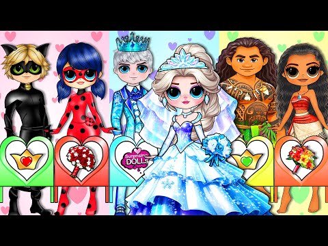 Marinette, Moana, Draculaura,  Frozen Elsa Princess Dress up  | SurprisingDolls Best Paper DIY