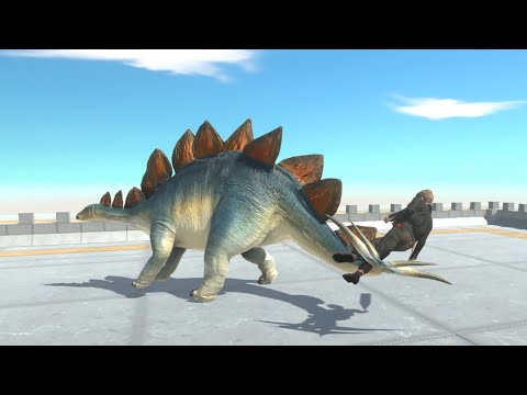 Remastered STEGOSAURUS Stab Units on Tower with Spikes - Animal Revolt Battle Simulator