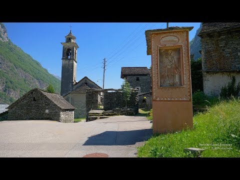 4K Boschetto, Cevio Valle Maggia Ticino SWITZERLAND アルプス山脈 aerialview