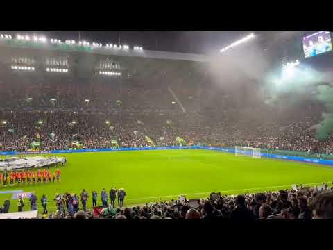 UEFA Champions League Anthem Atmosphere At Celtic Park in Glasgow - Scotland