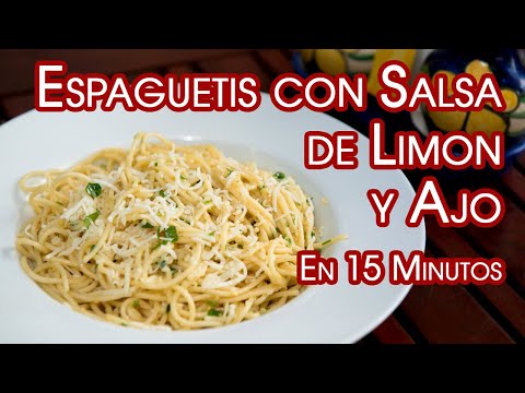 Espaguetis con Salsa de Limon y Ajo en Solo 15 Minutos