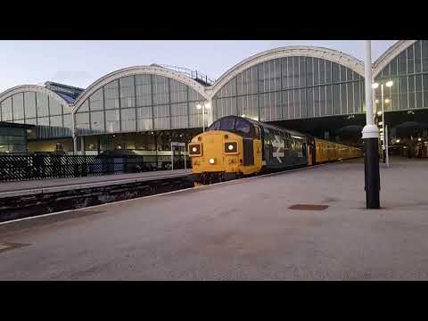 37025 and 37421 growl out of Hull with a Network Rail test train