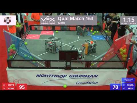 VEX Worlds 2016 - VRC High School - Math - Qual 163 (9727B 10300) 213 vs 299 (7856A 8855)