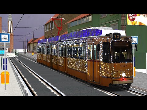 ❄️OpenBve fényvillamos a 12-es viszonylaton Rákospalota Kossuth utca-Angyalföld kocsiszín❄️