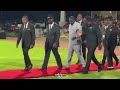 Opposition leader Raila Odinga arrived for Hage Geingob's memorial service at Independence Stadium