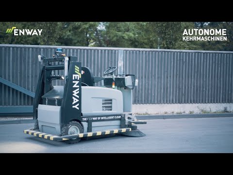 Autonome Kehrmaschine auf Recyclinghof in Duisburg