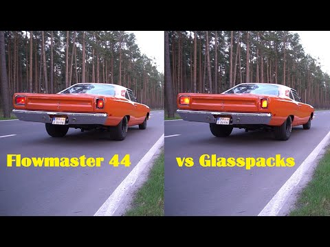 Flowmaster vs Glasspacks V8 Big Block 440cui 3 inch Exhaust Plymouth Roadrunner Cherry Bomb