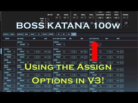 Assign Options for Boss Katana V3  Tone Studio: Expression Pedal set-up