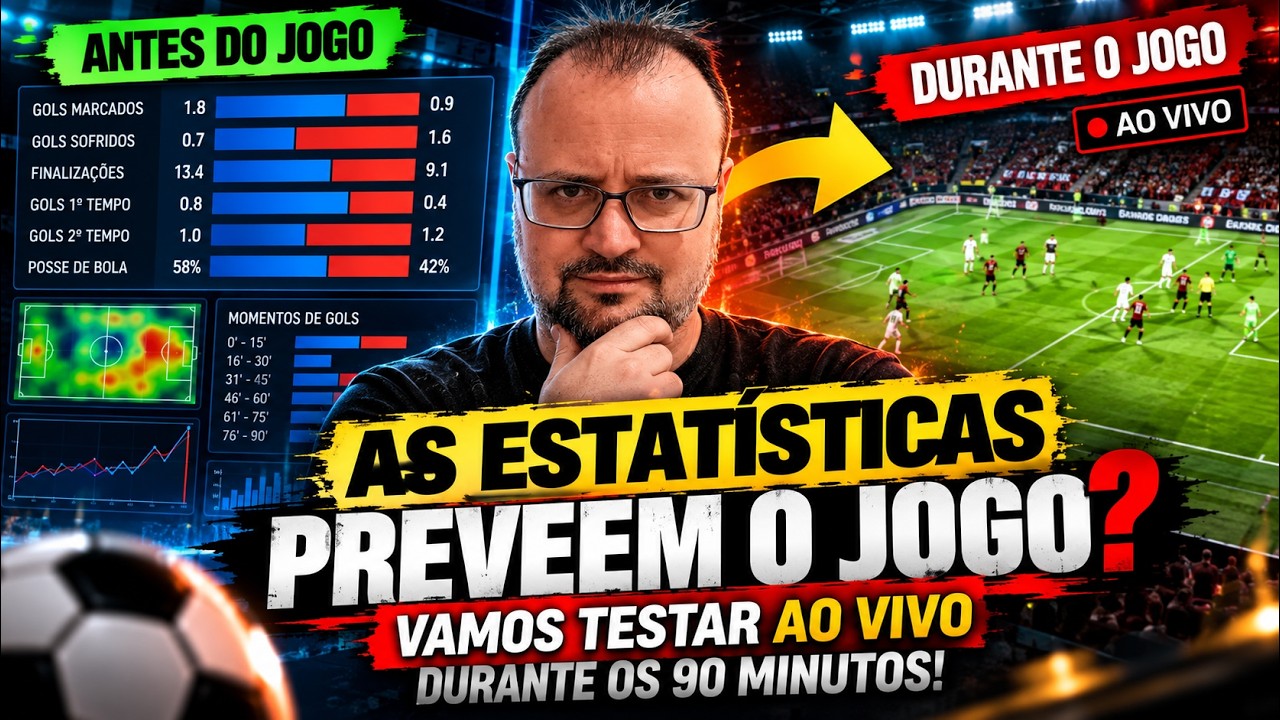 🏆 AS ESTATÍSTICAS PREVEEM O JOGO? Vamos Testar AO VIVO Durante os 90 Minutos!