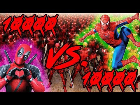 10000 Deadpool VS 10000 Spider Man - Ultimate Epic Battle Simulator