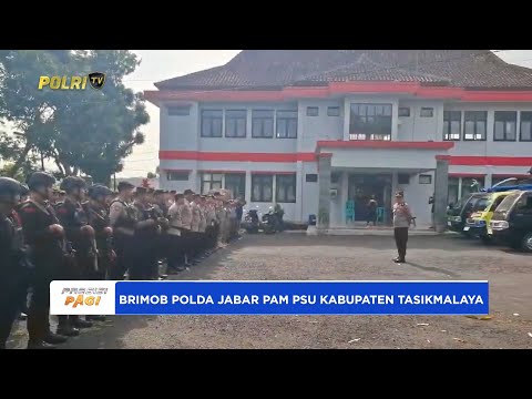 BRIMOB POLDA JABAR GELAR PENGAMANAN PASCA PEMUNGUTAN SUARA ULANG KABUPATEN TASIKMALAYA