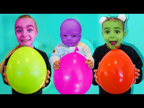 Las Ratitas inflan globos gigantes con colores en ingles!!