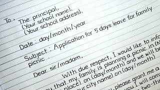 Leave Application to School Principal For Family Picnic in English | application letter | iNote