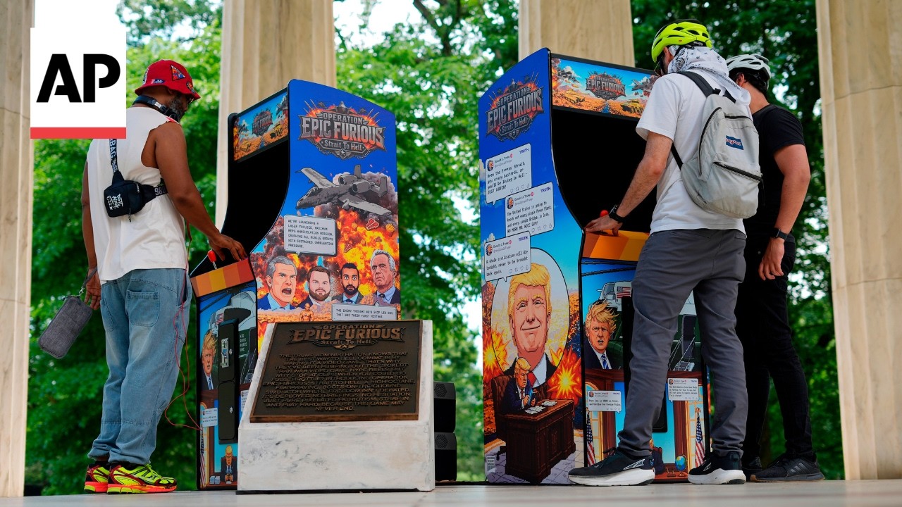 Video | Arcade game installation in DC mocks Trump's handling of the Iran war