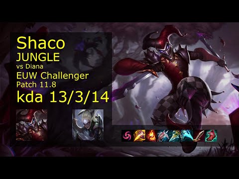 Shaco vs Diana Jungle - EUW Challenger 13/3/14 Patch 11.8 Gameplay