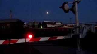 preview picture of video 'Fort Bragg, CA Skunk Train at Night,  Almost Full Moon , Sunset'