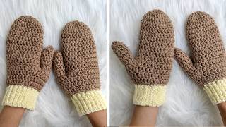 Basic Two-Color Crochet Mittens – Simple Winter Pattern