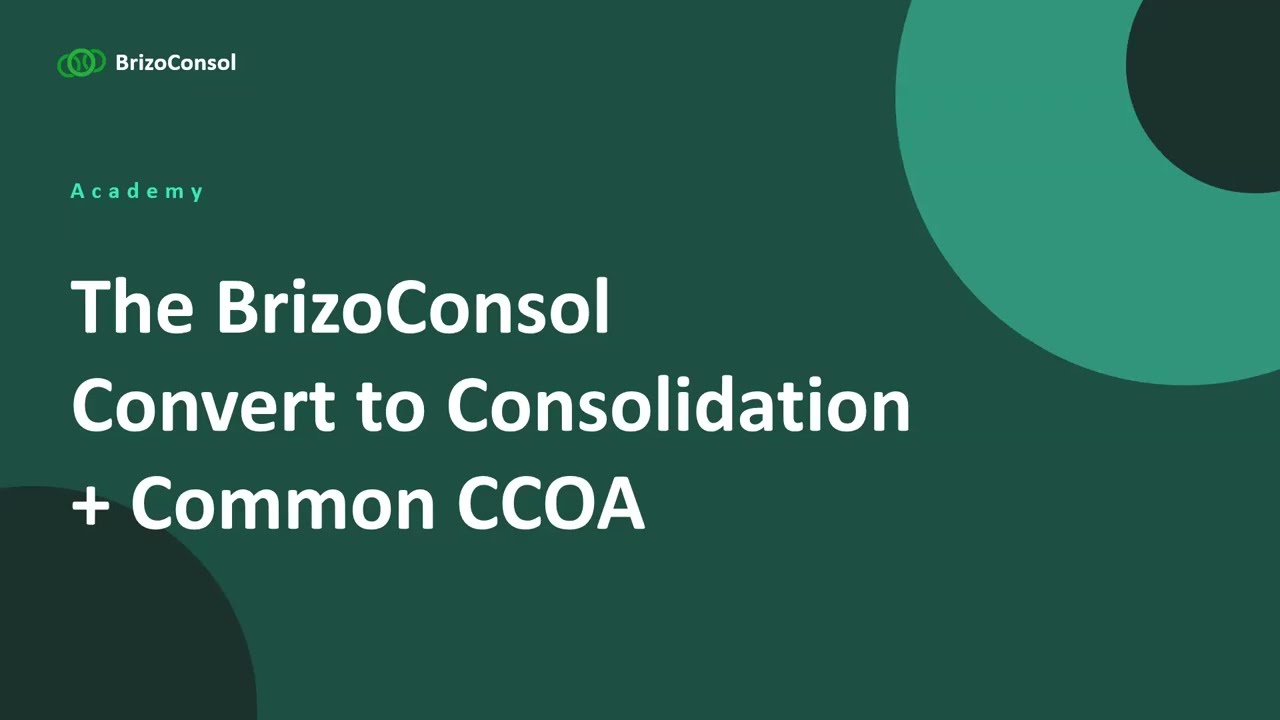 Convert to Consolidation & Setting Up Your Common Chart of Accounts