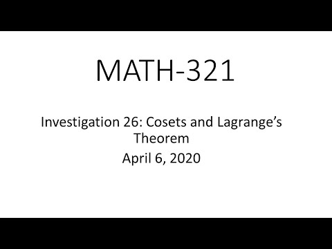 MATH-321 Abstract Algebra Apr 6, 2020 (Investigation 26)