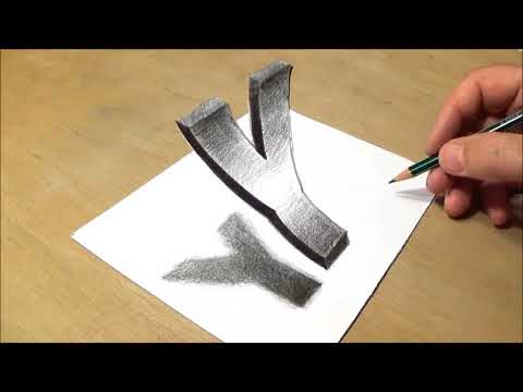 How to Draw Floating Letter Y - Drawing 3D Trick Art with Pencil & Marker - VamosART