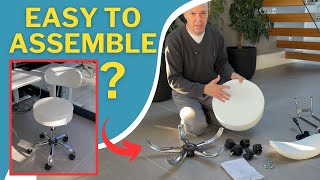 Yaheetech Rolling Stool Pu Leather Assembly