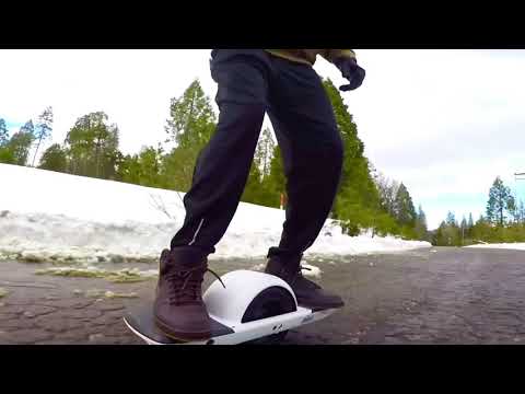 Onewheel Pint X cruising through a Snowy Mariposa