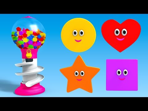 Shapes for Children to Learn with Gumball Machine - Learning Shapes Videos for Children