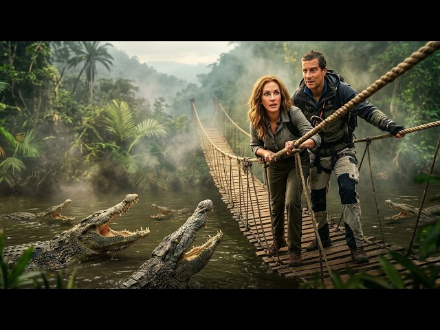 Bear Grylls Takes Julia Roberts Across Crocodile Waters | Running Wild