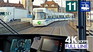 Cab Ride Zürich Tram 11 Full Line | Rehalp - Auzelg Cab Ride [4K]